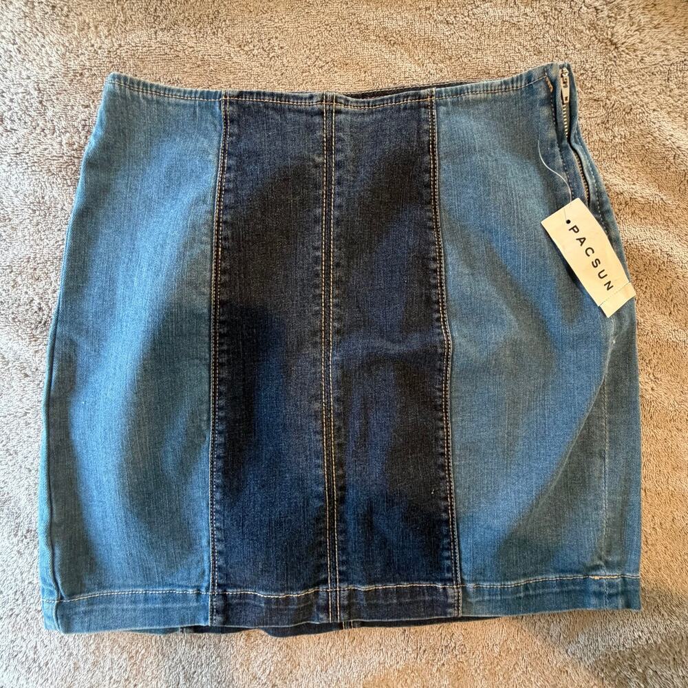 Two Tone Denim Mini Skirt Pac Sun Size 25 Y2K Skater Girl Summer  NWT XS